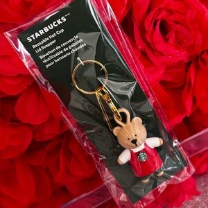 NWT🎄Starbucks 2025 Holiday♥️Bearista Reusable Hot Cup Lid Stopper & Key Chain